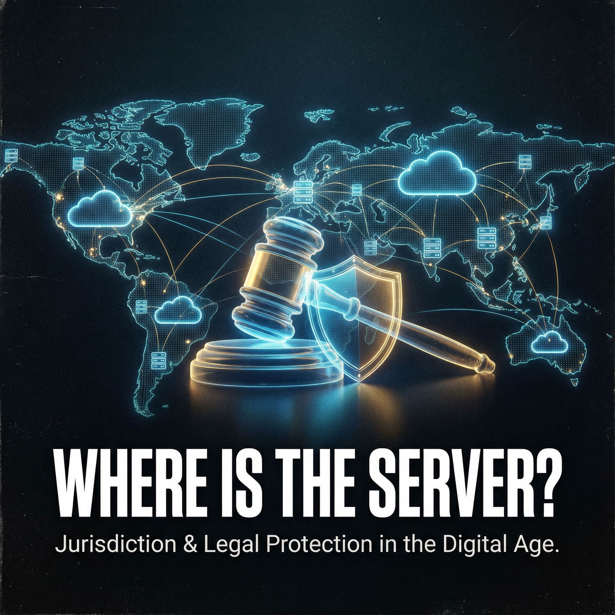 푸른빛 서버 지도 위에 망치와 방패가 겹치고 굵은 글씨 질문이 있는 모습이다