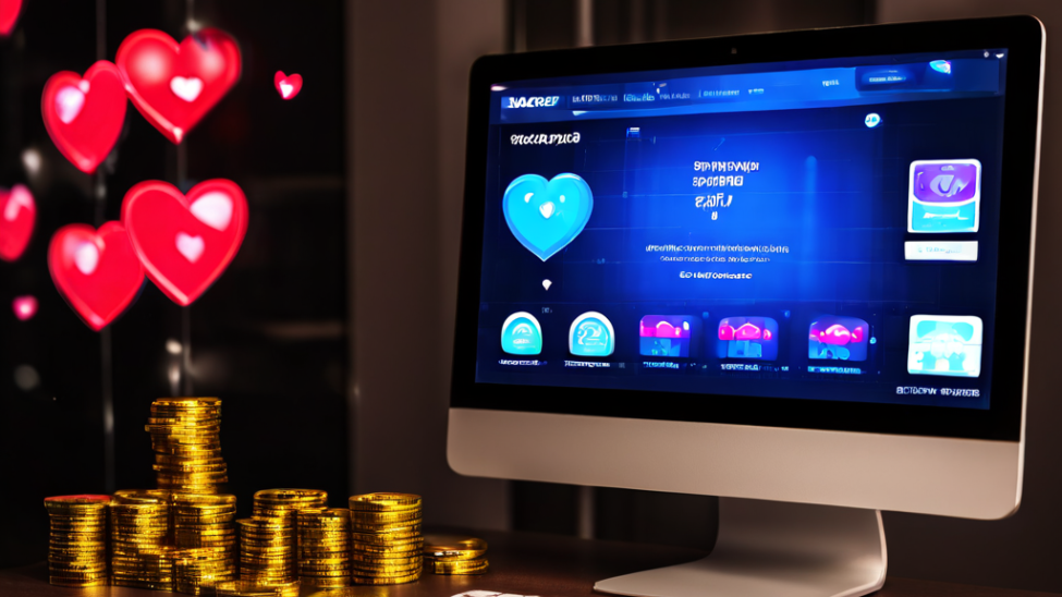 컴퓨터 방송 화면 위로 금화와 하트가 팝업되며 화려한 후원 알림이 뜨는 모습을 표현한 이미지