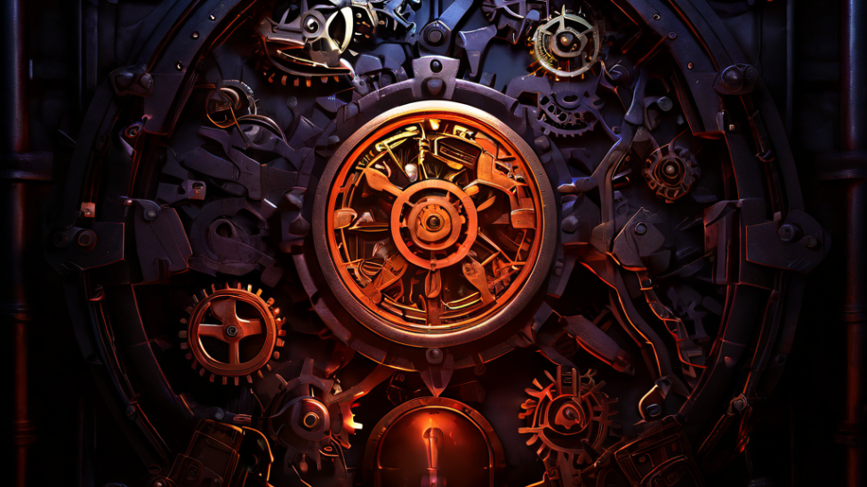 내부고발자 포상 프로그램 문구 뒤로 숨겨진 복잡한 시스템의 작동 원리를 보여주는 이미지.