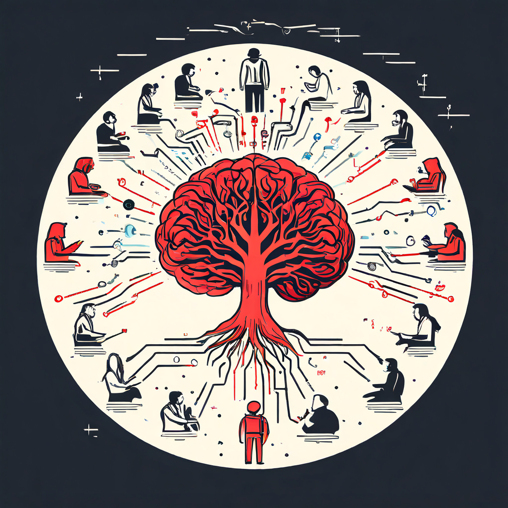 집단을 떠나는 결정이 뇌에 미치는 심리적 부담을 시각적으로 분석한 다이어그램.