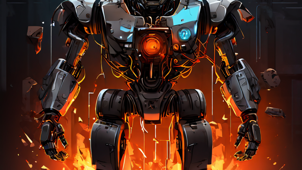 텔레그램 봇 자동화의 양면성을 표현하는 이미지로, 로봇의 절반은 체계적이고 유용한 기능을, 다른 절반은 악의적이고 혼란스러운 위험성을 상징적으로 보여줍니다.