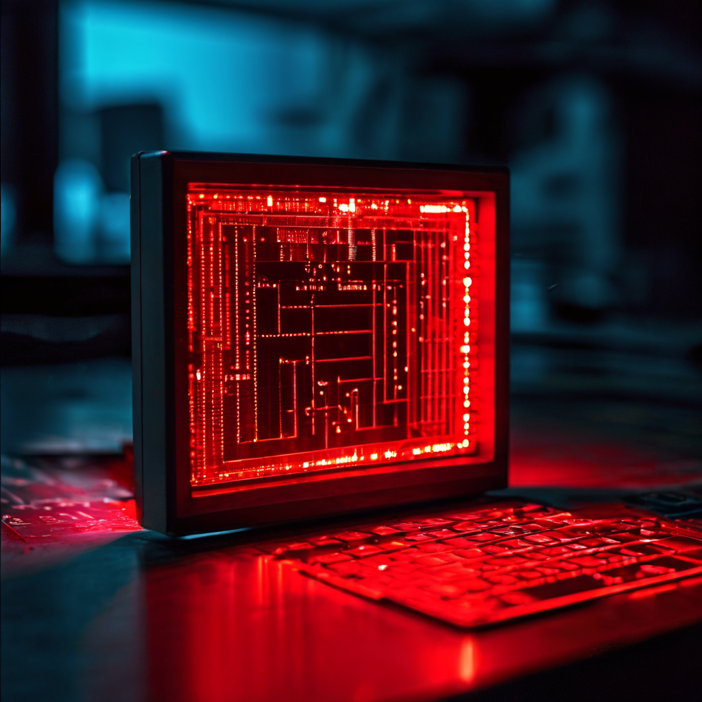 디지털 포렌식 도구가 AI 기술로 사진의 픽셀을 분석하여 조작된 부분을 탐지하고, 위변조된 증거의 기술적 단서를 찾아내는 과정을 설명하는 그림.