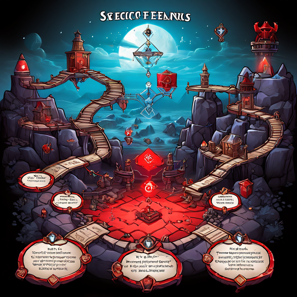 특정 시나리오에서 어떤 선택이 최고의 보상으로 이어지는지 설명하는 흐름도. 성공 경로는 보물 상자로, 실패 경로는 붉은 X 표시와 함께 작은 보상으로 나타남.