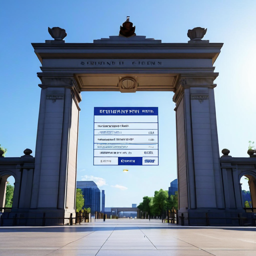 신뢰의 첫 번째 관문을 상징하는 거대한 문 앞에서 스마트폰 속 은행 거래 내역을 제시하며 재정 상태를 증명하는 과정을 보여주는 이미지.