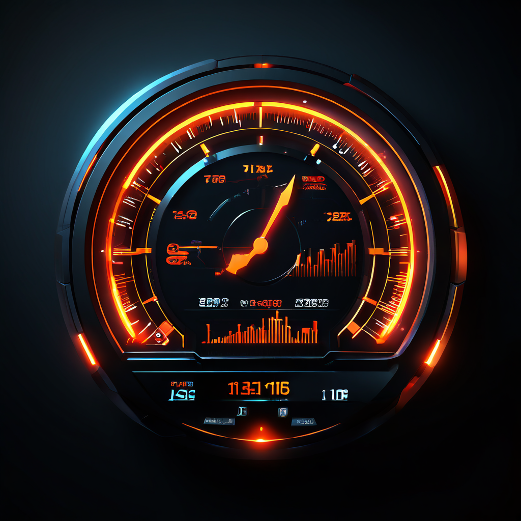 사용자가 느끼는 웹사이트 체감 속도를 결정하는 핵심 성과 지표(KPI) 데이터를 첨단 대시보드에서 분석하고 시각화하는 기술 콘셉트를 설명하는 이미지.