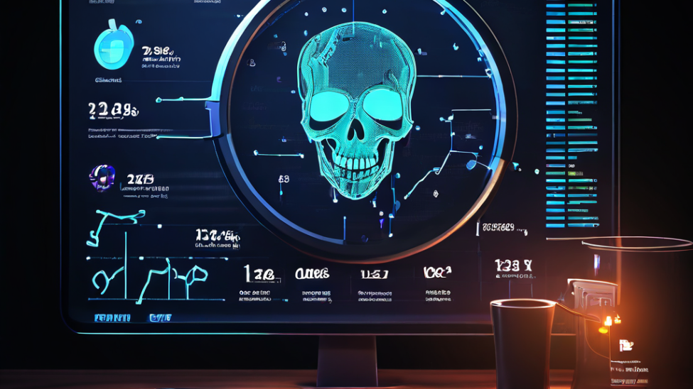 시스템 성능 저하를 나타내는 하락하는 그래프와, 돋보기를 통해 문제의 원인인 좀비 프로세스를 찾아내는 과정을 시각화한 데이터 대시보드 이미지.