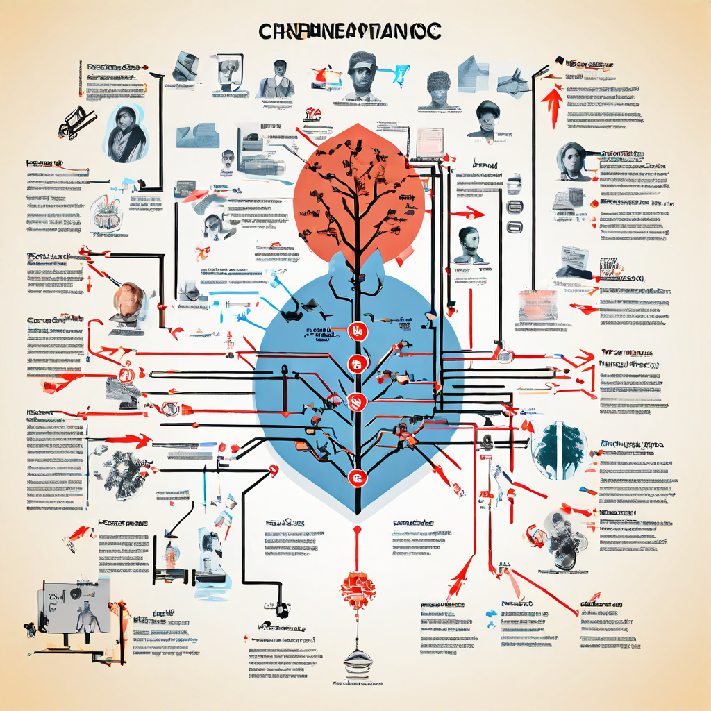 범죄 조직의 내부 심리와 동기를 화살표로 표시한 플로우차트가 증거 사진 및 재무 차트 위에 중첩되어 그려진 분석 자료 이미지입니다.