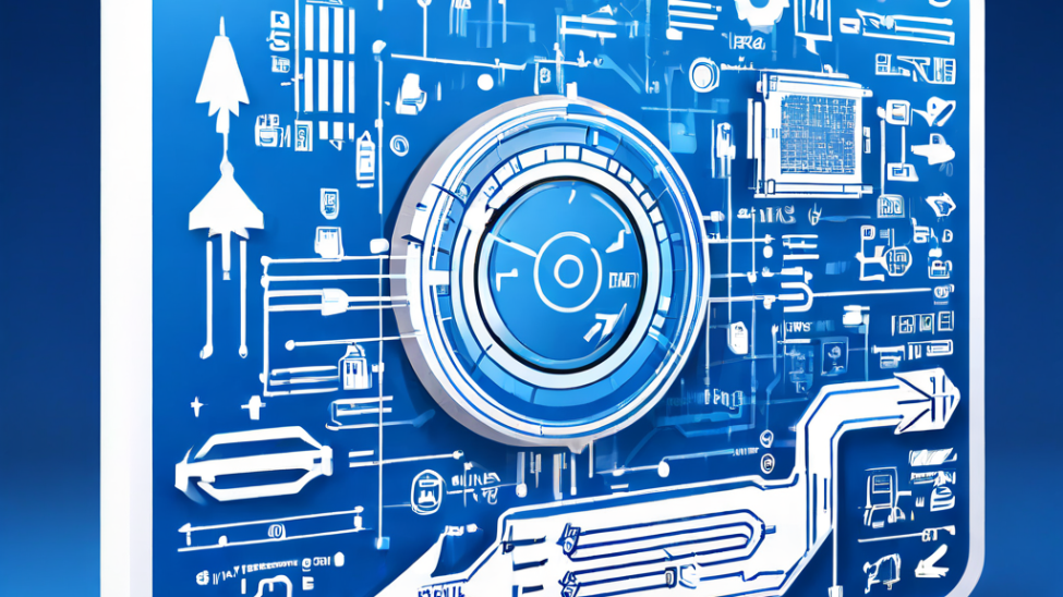 접착제 층과 기능을 화살표와 도해로 상세히 설명하는 스티커의 기술적 설계도가 깔끔한 미래지향적 배경에 배치된 개념 이미지입니다.