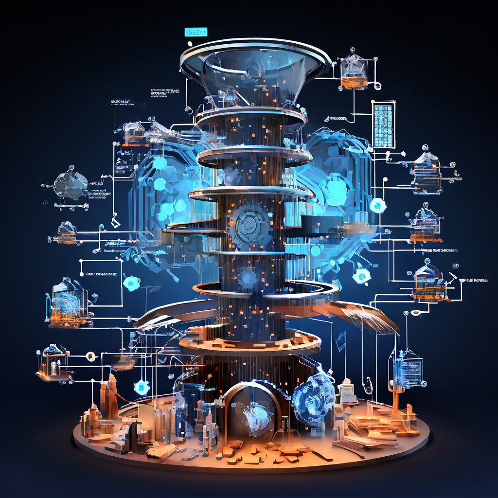 3번째 이미지는 혼란스러운 원시 데이터가 계층화된 기어와 보호막 시스템을 거쳐 선별되고 정제되어 명확한 구조적 정보로 변환되는 과정을 개념적으로 보여주는 다이어그램입니다.