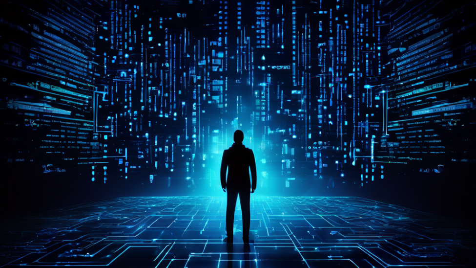 사이버 수사관이 위험한 링크를 식별하며 디지털 화면에서 불길하게 빛나는 악성 URL을 분석하고 있는 상황을 묘사한 이미지입니다.