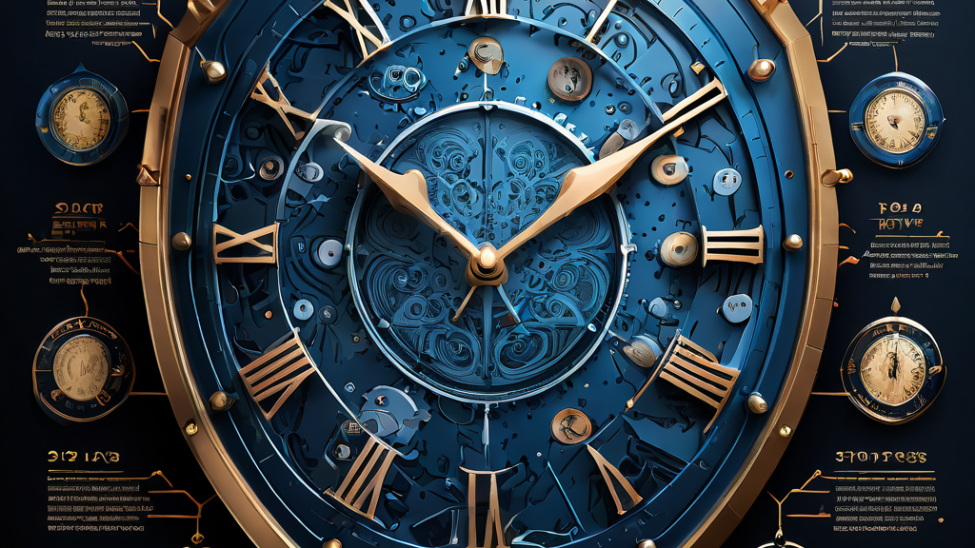 데이터 포인트가 타임라인을 따라 보안을 상징하는 방패로 유입되며 시계와 달력이 검증의 중요한 순간을 강조하는, 시간 요소가 핵심인 검증 프로세스 개념을 시각화한 이미지입니다.