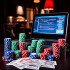 New online casino community members gather around a laptop and casino felt table, comparing game vendor notes while holding playin