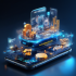 Abstract digital interface showing layered deposit queue flow and settlement status indicators with futuristic glow.