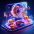 Close-up of a layered digital interface with glowing tab navigation paths and secure data flow, representing verified casino...